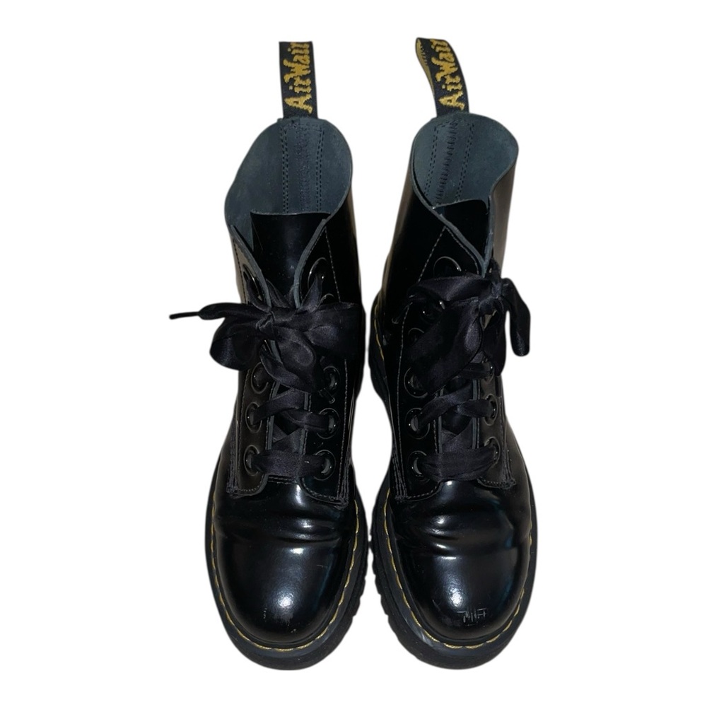DR.MARTENS Molly Leather Platform Boots in Black Buttero SIZE 9 - Picture 3 of 12